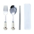 thumbnail image 1 of Cute Animal Silverware Set - Ceramic Handle Cat Paw Cutlery Set with Spoon, Fork & Chopsticks | Portable Tableware for Home, Camping & Travel (Includes Storage Box), 1 of 4