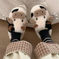 thumbnail image 1 of Cute Animal Slipper For Women Girls Kawaii Fluffy Winter Warm Slippers Woman Cartoon Milk Cow House Slippers Funny Shoes, 1 of 17