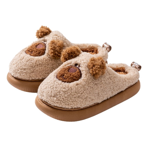 Cute Animal Slippers for Kids Fuzzy House Slippers Soft Warm Anti-Skid Memory Foam Slip on Shoes