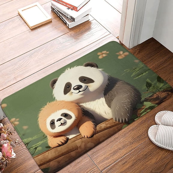 Cute Animal and Sloth Doormat 16 X 24 in, Absorbent Non-Slip Floor Mats Flannel Welcome Door Mat Entrance Rug Washable Front Door Mat for Kitchen Bedroom Bathroom Porch Office