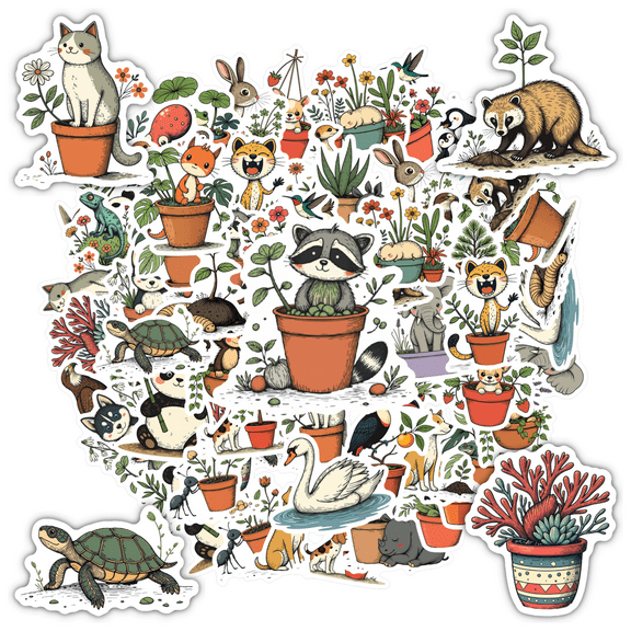 Cute Animal Stationery Stickers Nature Kids Stickers Toy DIY Stickers for Laptop Suitcase Fridge