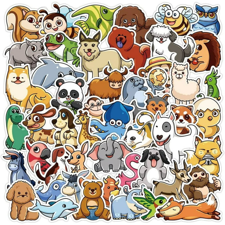 Kawaii Stickers Set (100 Sheets 600+ Small Pieces) - Cute PET Transparent  Cartoon Character Animal Flower Decorative Scrapbook Sticker Decal for