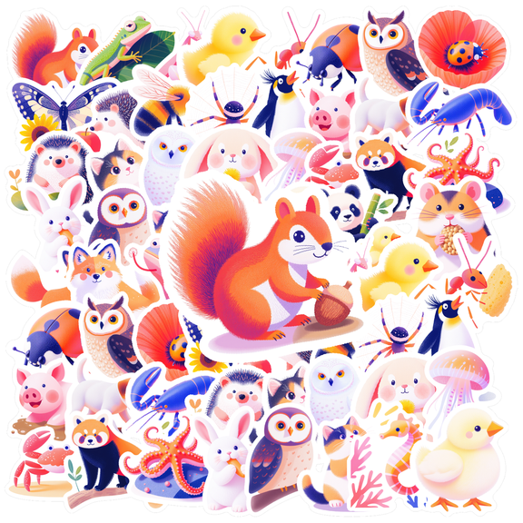 Cute Animal Stickers Stationery Stickers Adorable Teacher Reward Stickers Funny Kids Stickers for Laptops Notebooks