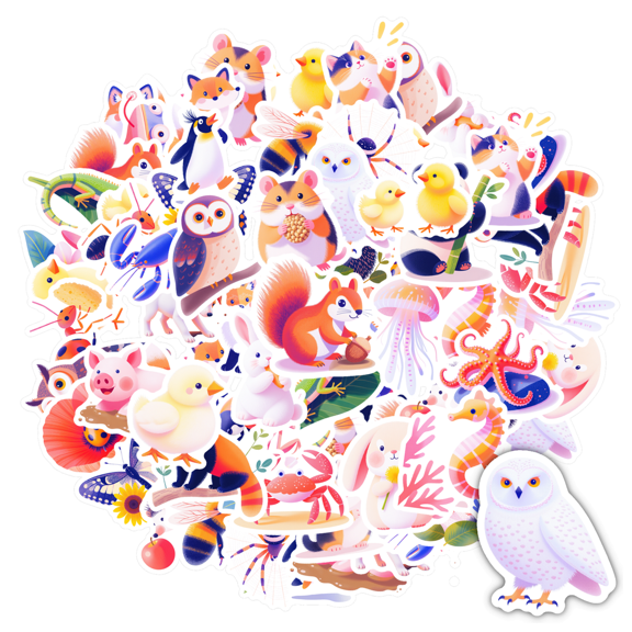 Cute Animal Stickers Stationery Stickers Adorable Teacher Reward Stickers Funny Kids Stickers for Laptops Notebooks