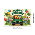 thumbnail image 1 of Cute Animal Themed Happy Birthday Backdrop Banner with Jungle Elements Party Supplies Photo Booth Props Kids Birthday Decoration Party Decorations, 1 of 8