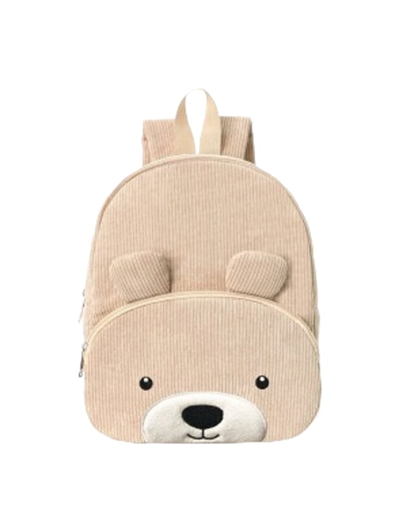 Cute Animal Toddler Backpack for Kids,Cartoon Bear Dog Corduroy Kids Backpack,Lightweight Small Daypack for Little Boys Girls Preschool