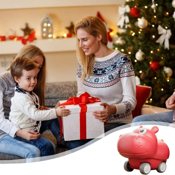 Cute Animal Toy Cars for Kids, Hippo Inertia Powered Vehicle with Press & Go Action, Plastic Mini Car Toys for Toddlers Boys Girls Ages 3 4 5 6