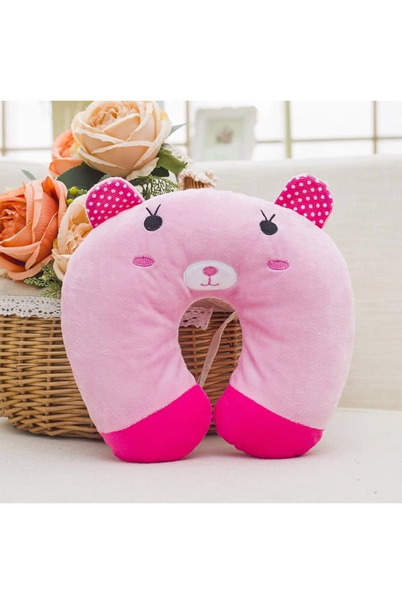 Cute Animal U Shaped Travel Pillow for Neck Support, Soft Plush Ergonomic Airplane Car Office Nap, Portable Comfort for Adults and Kids