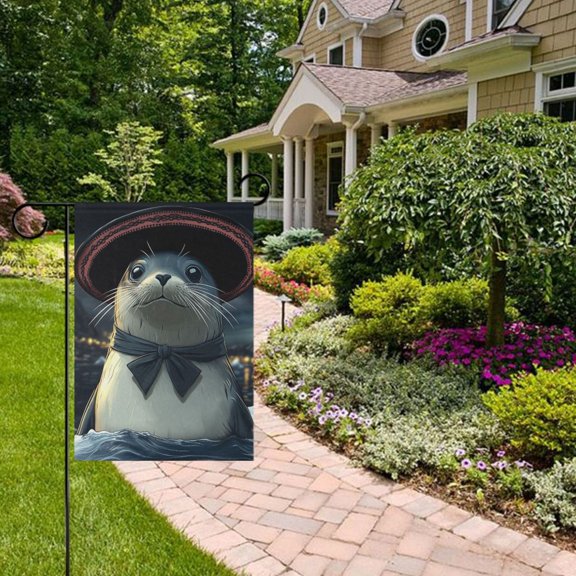 Cute Animal with Hat Garden Flag 28x40 inch Double Sided Outside Yard Decorations for Home Outdoor
