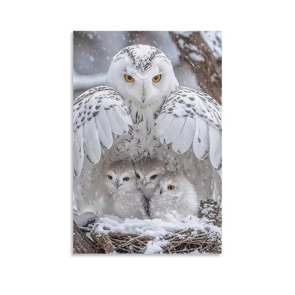 Cute Animald The Hawk And Its Babies Poster Decorative Painting Canvas Wall Art Living Room Posters Bedroom Painting 08x12inch(20x30cm)