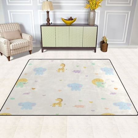 Cute Animals 63''x48'' Plush Memory Foam Bath Mat, Soft, Absorbent, Non Slip, Durable