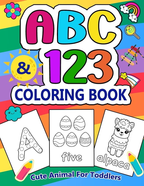 Cute Animals ABC 123 Coloring Book for Toddlers: Thick and Jumbo ...