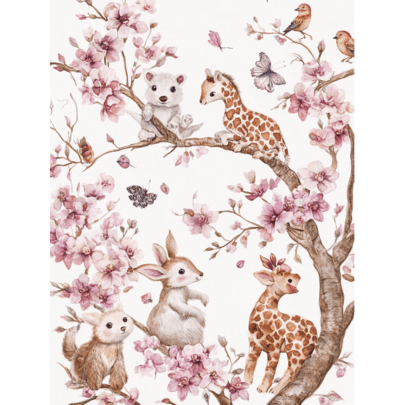 Cute Animals Blossom Tree Wall Art/Canvas PrintPerfect for Living RoomBedroomNurseryKids Room and Office Decoration