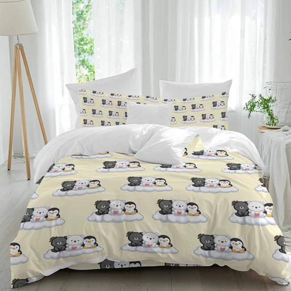 Cute Animals Comforter Set California King Size, Lovely Penguin Polar ...