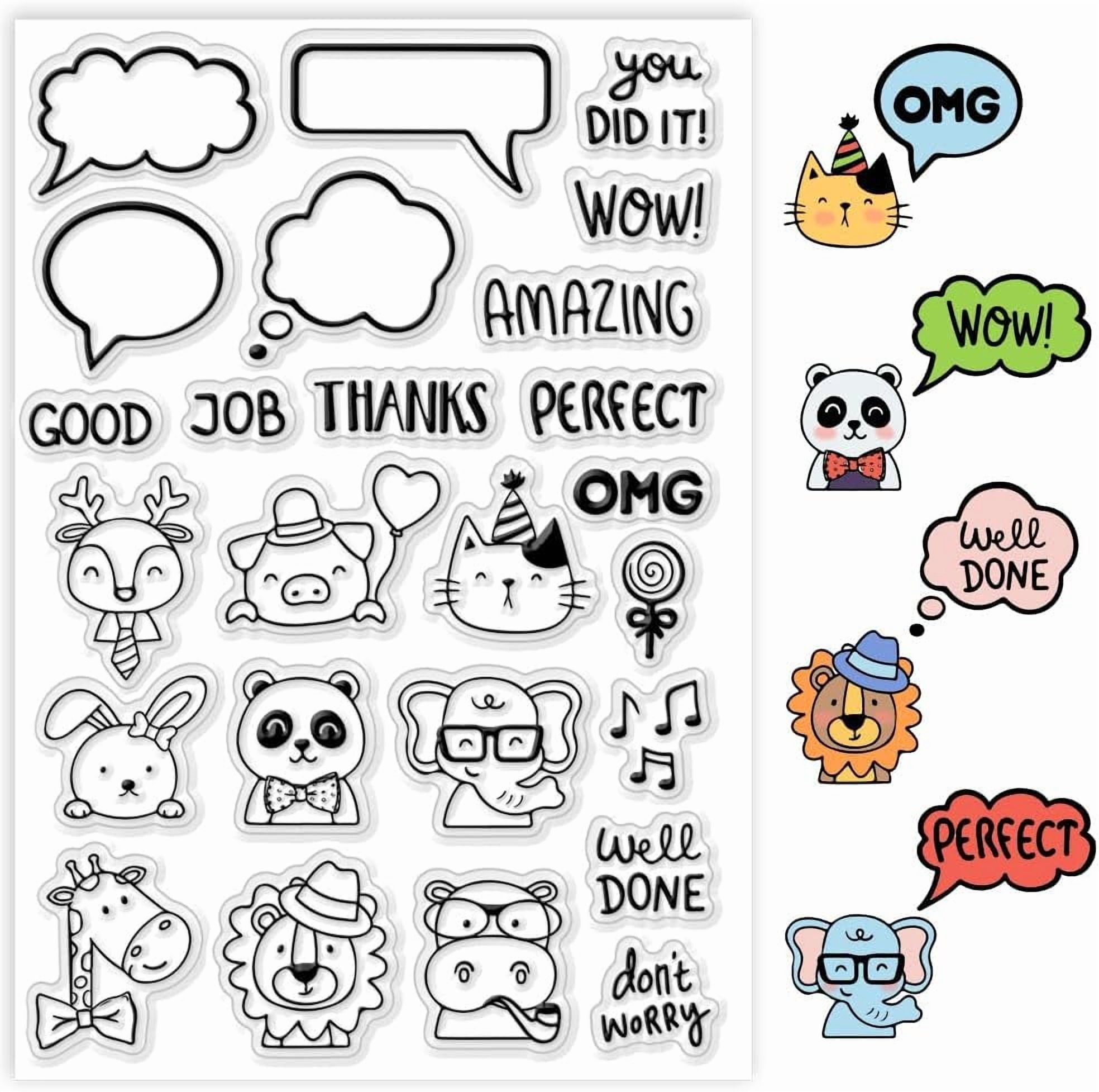 Cute Animals Dialog Clear Stamp Sentiment Words Silicone Stamp Musical ...
