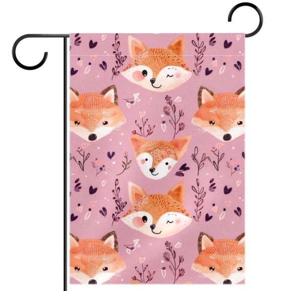 Cute Animals Fox Face Forest Pattern Double Sided Garden Flag Decorative Weather Resistant Yard Flag, Large DIY Vertical Flag for Farmhouse Patio Lawn, 28x40 Inch