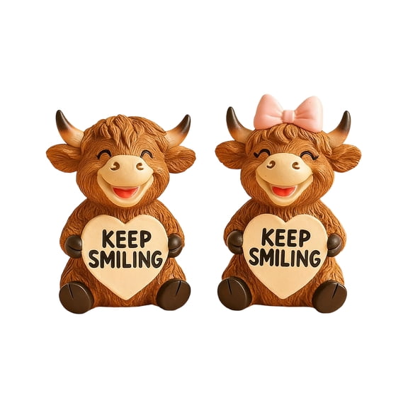 Cute Animals Keep Smiling Figurine, Hand-Painted - Orange Decorative Statue, Tabletop Home & Office Desktop Accent - For Office Desks, Home Shelves, Bedroom, Living Room,