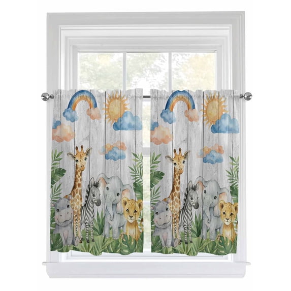 Cute Animals Kitchen Curtains 54 Inch Length, Cartoon Summer Botanical ...