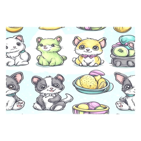 Cute Animals Patterns 12x18in Heat-Resistant Non-Slip Place Mat, Durable and Wrinkle-Resistant