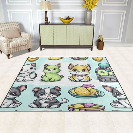 Cute Animals Patterns 63''x48'' Plush Memory Foam Bath Mat, Soft, Absorbent, Non Slip, Durable