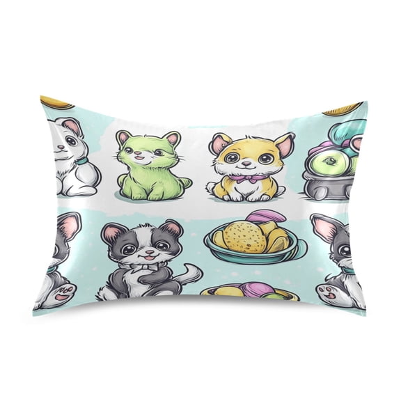 Cute Animals Patterns Luxury Silky Soft Pillowcase Standard Size Wrinkle Resistant Envelope Closure 20x26in