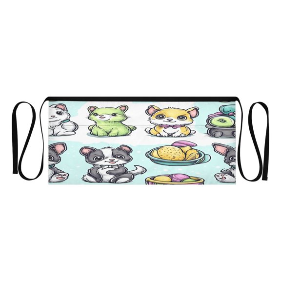 Cute Animals Patterns Multi Pocket Short Apron Waterproof, Adjustable 96.5in Belt for various occasions