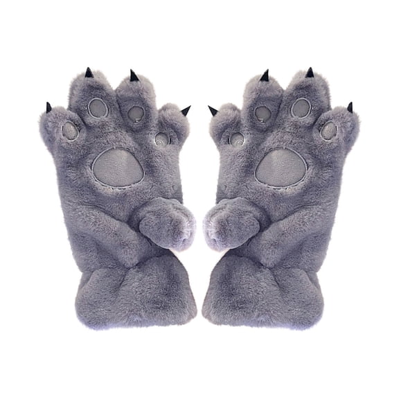 Cute Animals Paw Gloves Winter Full Finger Plush Glove Soft Cozy Bear/Cat Claw Gloves for Indoor Outdoor Home Office Use and Holiday Warm Gift