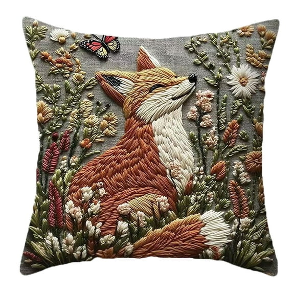 Cute Animals Plush Pillow Set, Soft Decorative Cushion for Sofa, Bedside, Chairs, Embroidered Nature Motifs, Easy Care Polyester Fabric, Cozy Home Decor