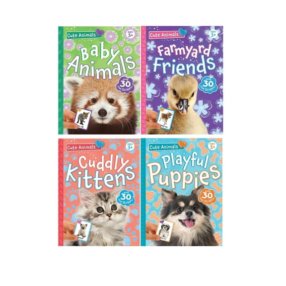 Cute Animals Poster Sticker Book - 4-Book Bundle for Kids Ages 3+, 400+ Stickers, 28 Mini Posters, 4 Giant Fold-Out Posters in 48 Full-Color Pages