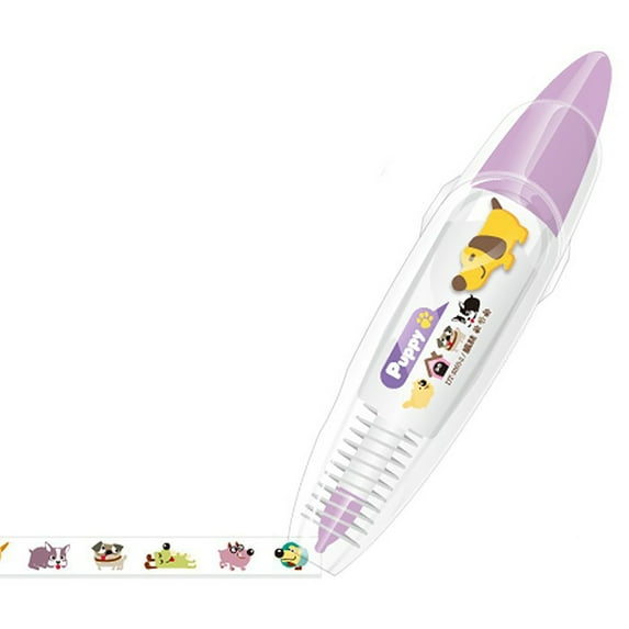 Cute Animals Press Type Decorative Correction Tape Pen for Journals & Crafts | Refillable Infinite Ink | Includes 1 Tape Roll