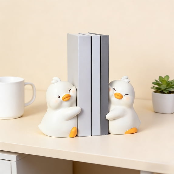 Cute Animals Shaped Resin Bookend - Desktop Book Support Decorative Book Holder Shelf Organizer Stylish Ornament for Home Office Study Room Bookshelf Decor