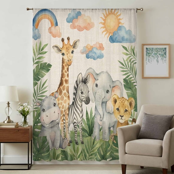 Cute Animals Sheer Curtains 96 Inches Long for Living Room, Rustic ...