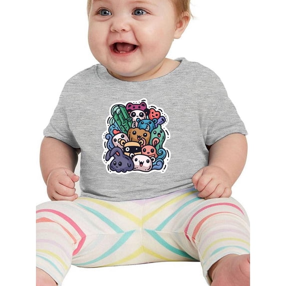 Cute Animals Sticker Style T-Shirt Infant -Image by Shutterstock, 6 Months