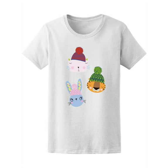 Cute Animals With Winter Hat Tee Women's -Image by Shutterstock