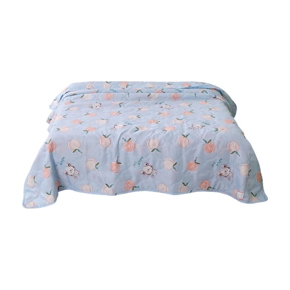 Cute Animals and Peaches Blanket Soft Lightweight Summer Water Washed Cotton ,Cozy and Durable Modern Style Peach