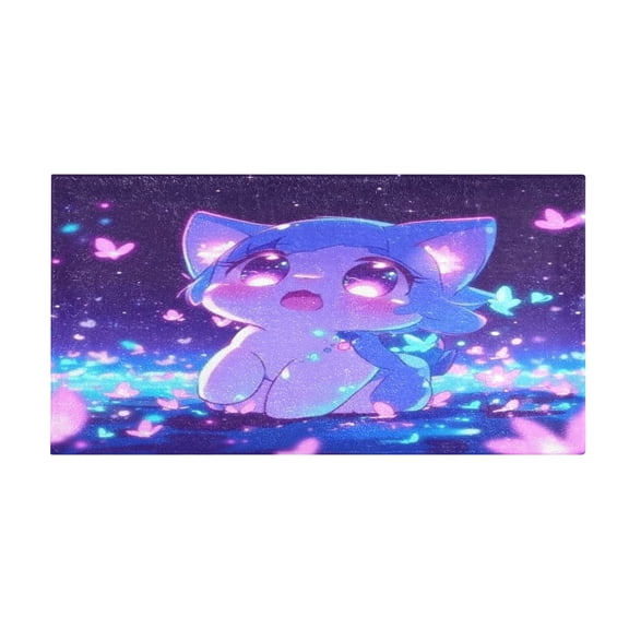 Cute Animated Cat 39x20" Bath Mat Carpet, Absorbent and Non-Slip for Kitchen or Bathroom, Quick-Drying