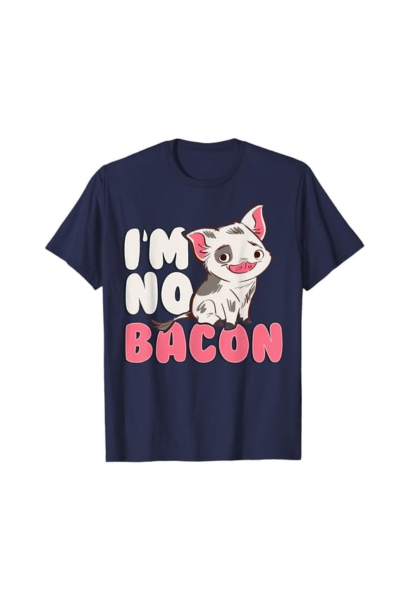 Cute Animated Pig Graphic T-Shirt with Funny "I'm No Bacon" Quote for Casual Style