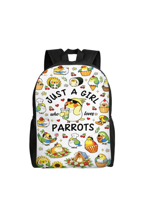 Cute Anime Bird Parrot Backpack Large Capacity Laptop Bag for Men and Women