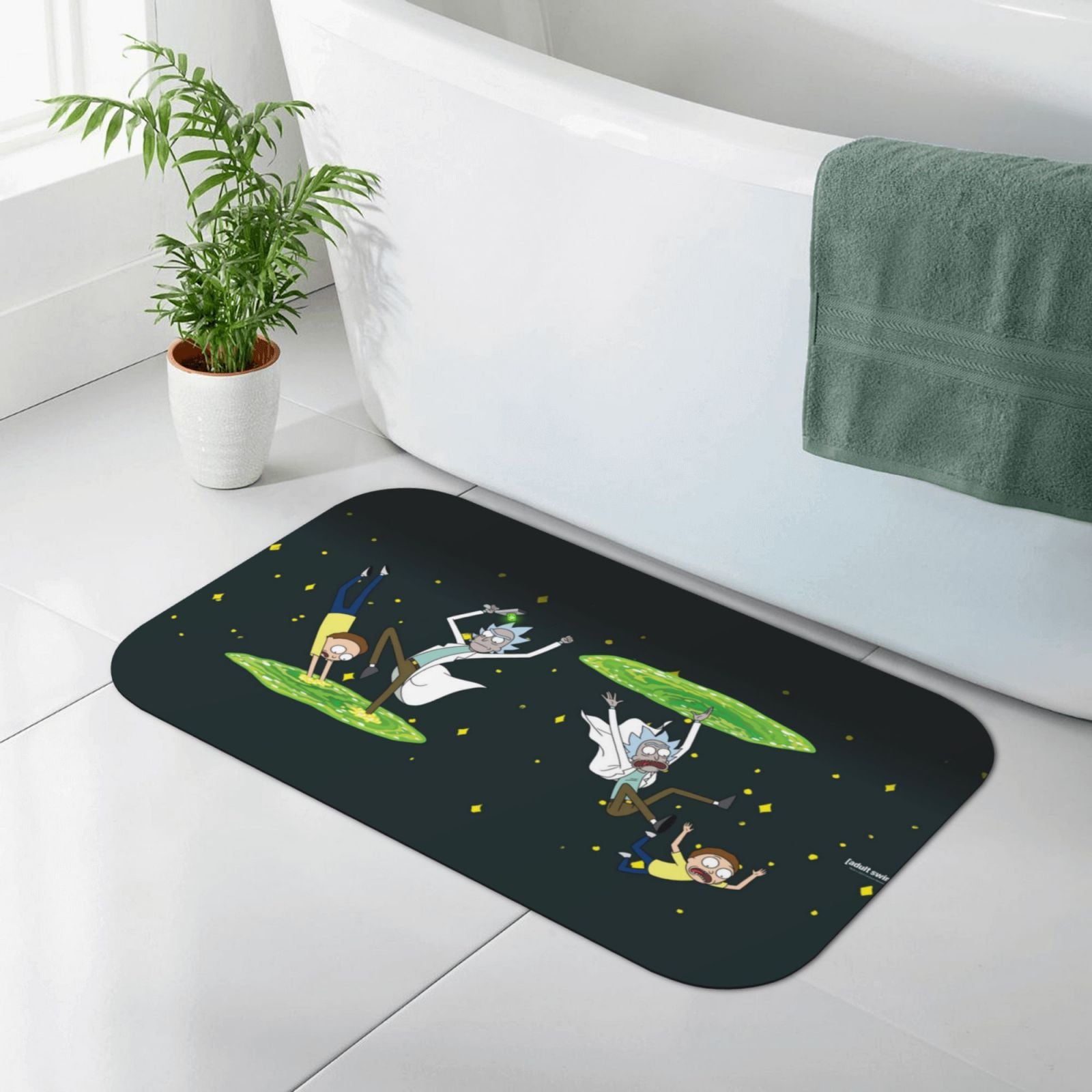 Cute Anime Cartoon Rick and Morty Diatomaceous Earth Bath Mat Non-Slip ...