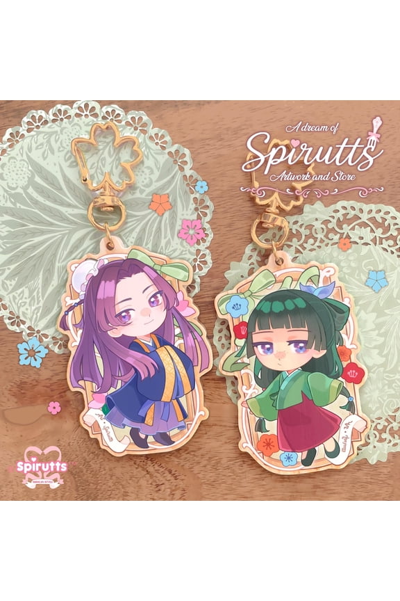 Cute Anime Couple Wooden Keychain Kawaii Chibi Cartoon Bag Charm Pendant Backpack Decor Matching Fan, random 1 pack