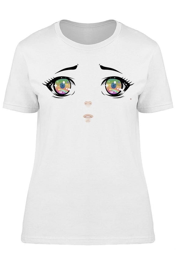 Cute Anime Eyes T-Shirt Women -Image by Shutterstock, Female x-Large
