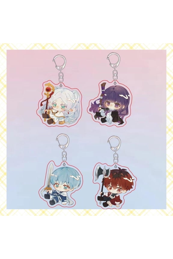 Cute Anime Fantasy Group Acrylic Keychain Kawaii Chibi Cartoon Bag Charm Pendant Backpack Decor Idea, random 1 pack