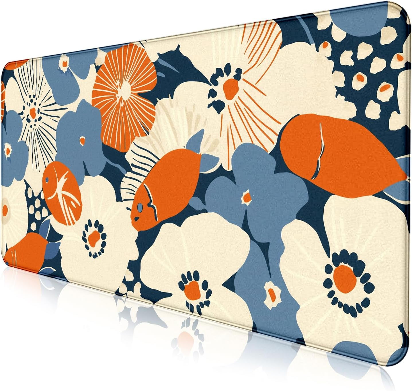Cute Anime Flower Mouse Pad, Women''s Office Desk Accessory Decoration, Expanded Mouse Pad 35.4 x 15.7 x 0.12 Inch Sewn Edge Non Slip Rubber Base