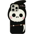 thumbnail image 1 of Cute Anime Ghost Face Halloween Phone Case (for iPhone 14 Pro) Black, 1 of 7