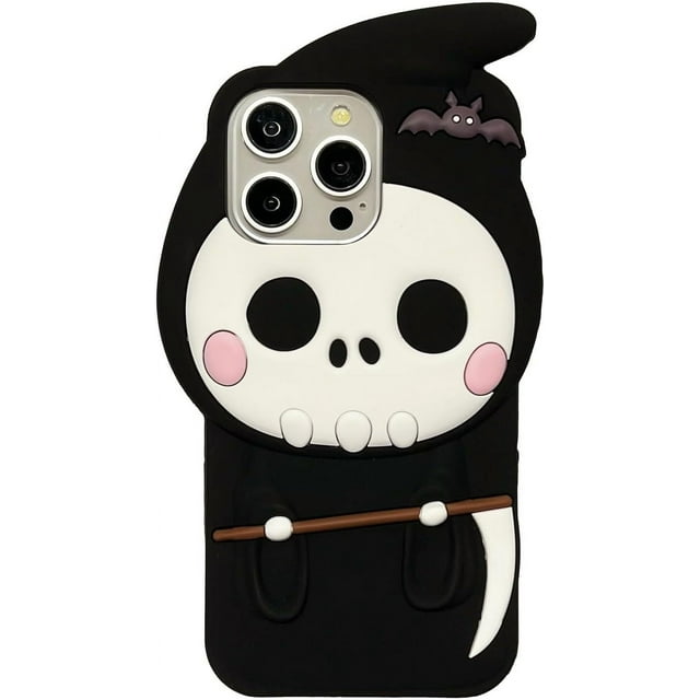 Cute Anime Ghost Face Halloween Phone Case (for iPhone 14 Pro) Black