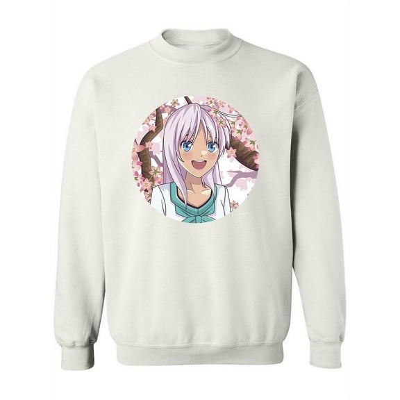 Cute Anime Girl Long Hair Sweatshirt Women -Image by Shutterstock, Female 3X-Large