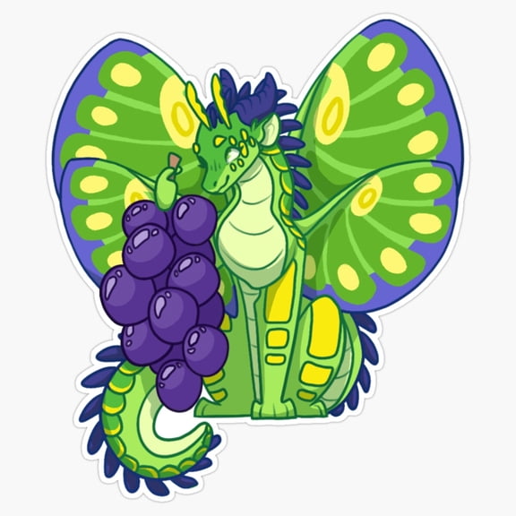 Cute Anime Magical Cat Sitting With Sweet Purple Grapes Fruit Art Decal For Laptop Sticker