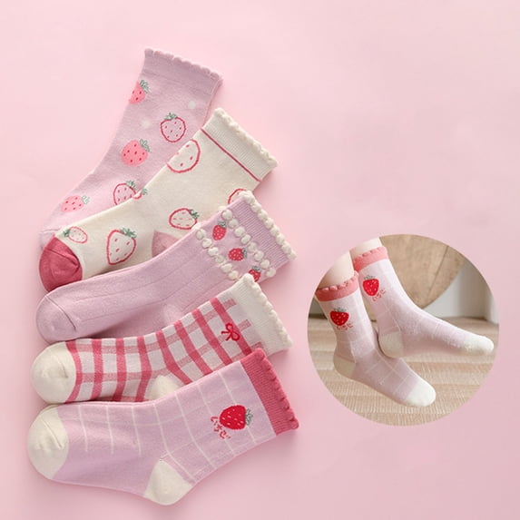 Cute Ankle Socks for Girls 5 Pair Children Sport Ankle Socks Boys Girls Athletic Casual Breathable Comfortable Cotton Crew Sock Support Socks for Girls 2Y