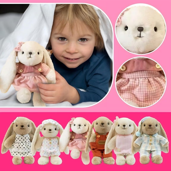 Cute Annie Bunny Plush Toy, Stuffed Rabbit Animal Doll - 12 Inch Soft Plush Fabric, Lifelike Ears Eyes, Huggable For Cuddling - For , , Girls, Birthday Gift,