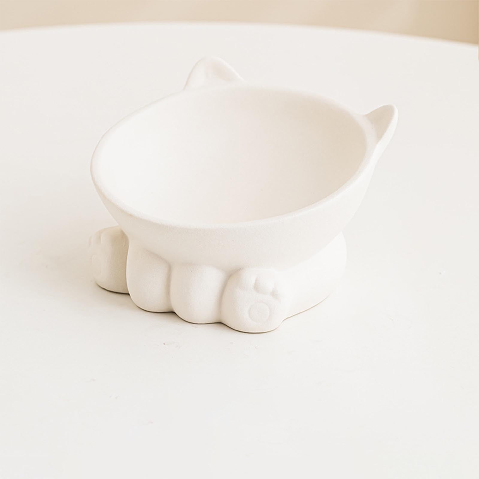 Cute Anti-Choke Cat Bowl with Cervical Spine Protection, Non-Spill and Non-Tip Design, Prevents Black Chin, Ceramic Material